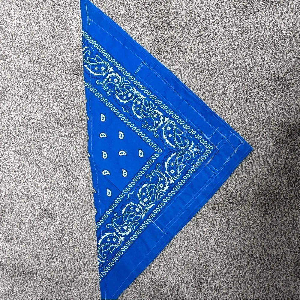 Choker Blue Bandana Cowgirl Collar Scarf Hand Crafted Head Neck Neckerchief